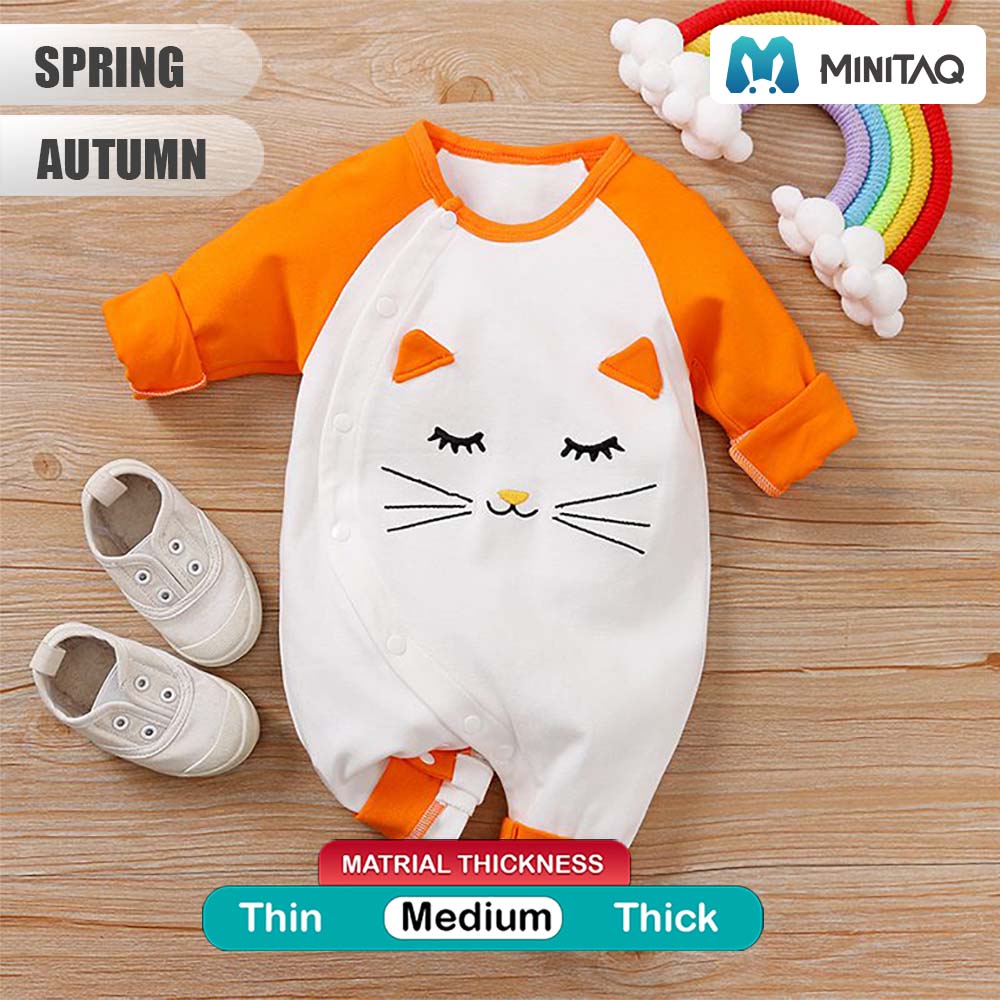 Orange Color Meow Baby Romper 2 - Minitaq baby kids clothes dress