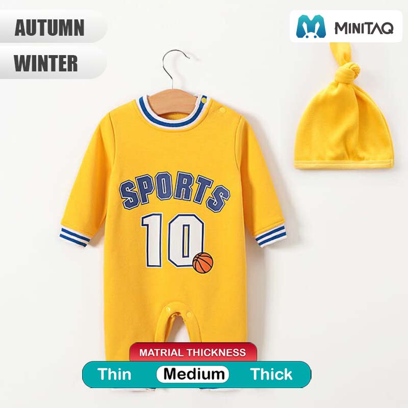 Yellow Sports Style Winter Fleece Romper With Cap 2 - Minitaq baby kids clothes dress