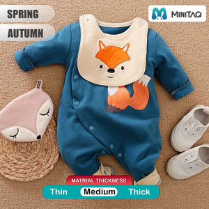 Angry Fox Cartoon Baby Romper With Bib 2 - Minitaq baby kids clothes dress