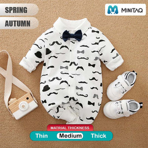 Gentleman Moustache Pattern Full Sleeves Romper 2 - Minitaq baby kids clothes dress