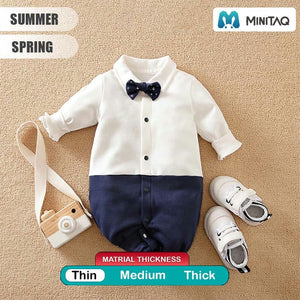 White And Blue Full Sleeves Formal Romper 2 - Minitaq baby kids clothes dress