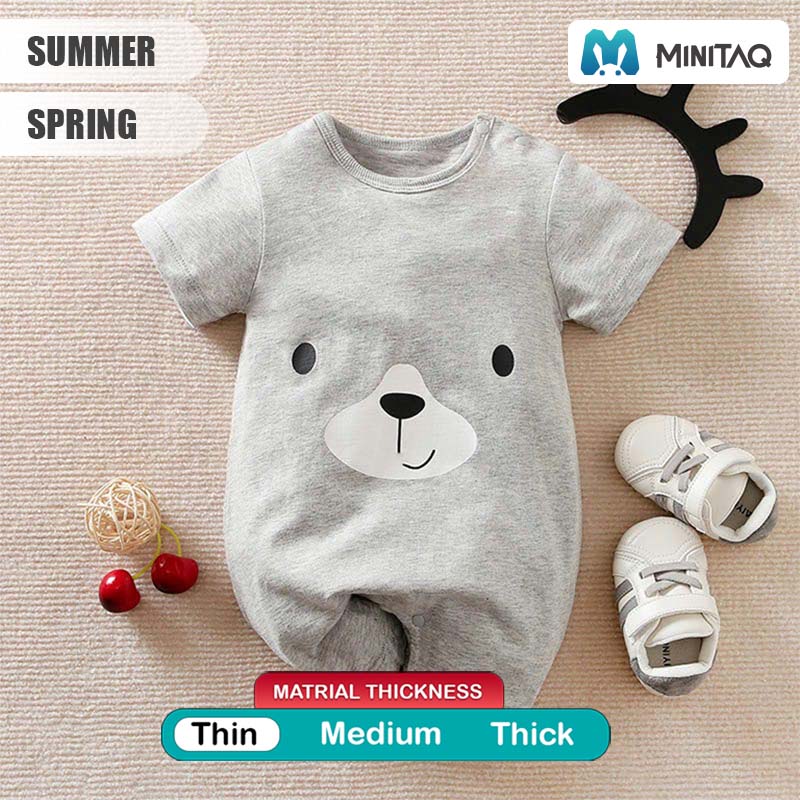 Casual Gray Stylish Cartoon Cotton Baby Romper 2 - Minitaq baby kids clothes dress