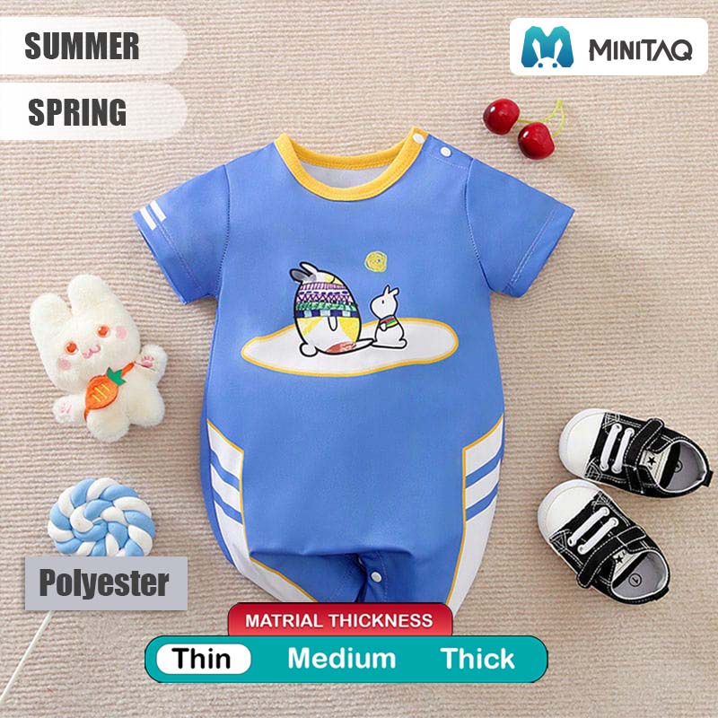 Stylish Blue Cartoon Polyester Baby Romper 2 - Minitaq baby kids clothes dress