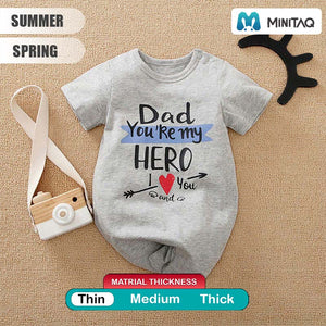 Hero Dad Gray Cotton Baby Romper 2 - Minitaq baby kids clothes dress