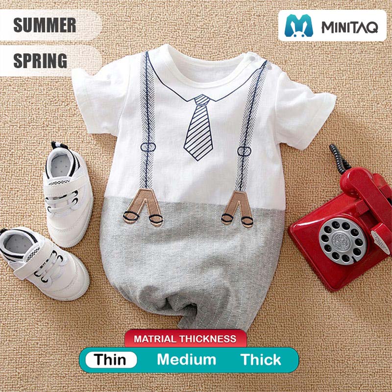 Strap And Tie Printed Casual Gray White Romper 2 - Minitaq baby kids clothes dress