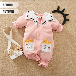 Pink Bunny Pockets Full Sleeves Romper 2 - Minitaq baby kids clothes dress