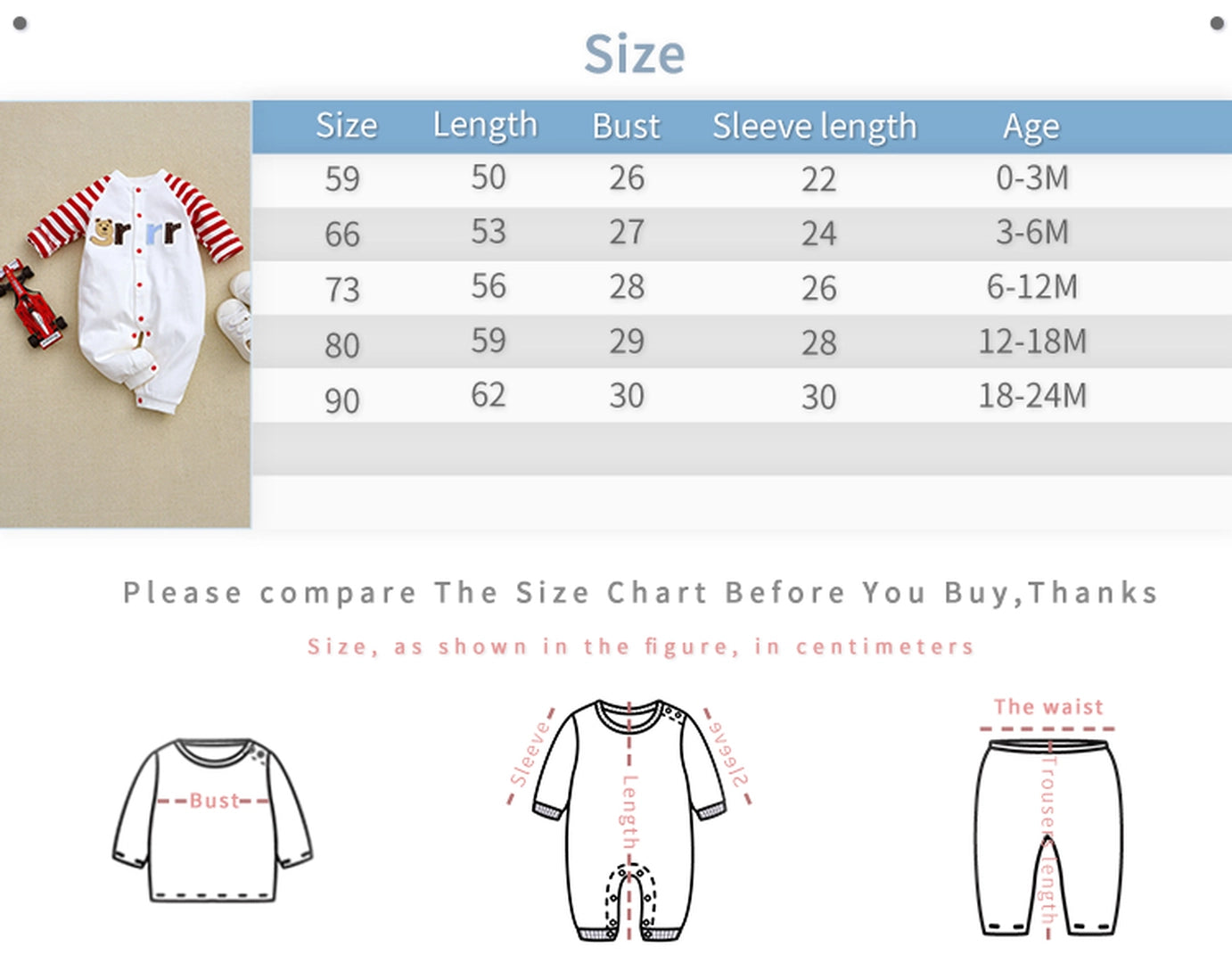 Bear Growl Red Lines White Baby Romper 8 - Minitaq baby kids clothes dress