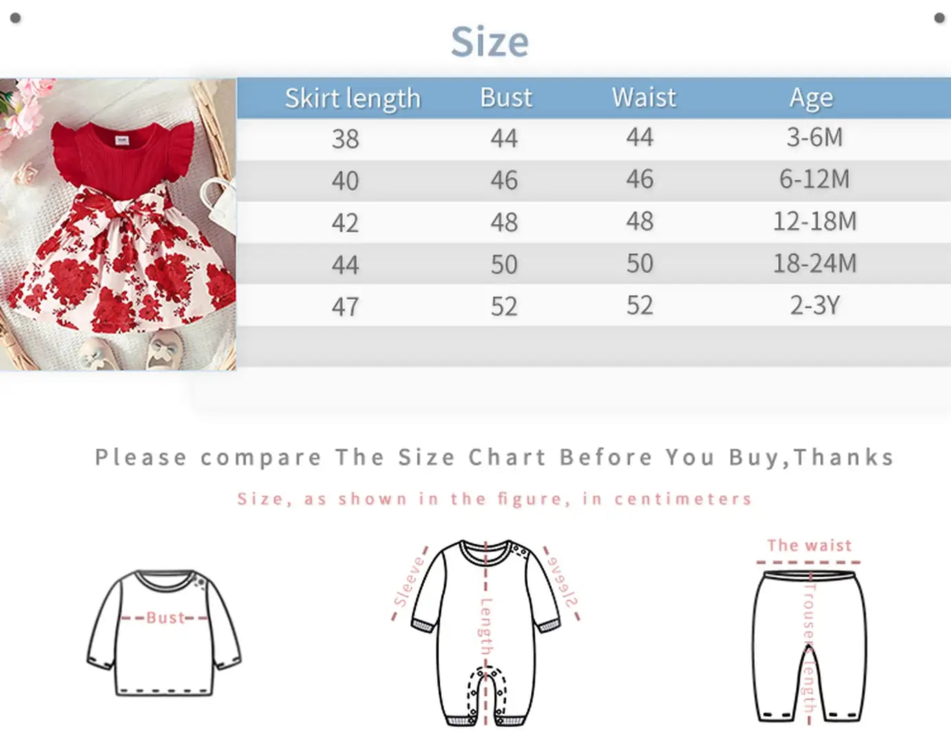 Red Floral Printed Korean Style Baby Girl Dress 8 - Minitaq baby kids clothes dress