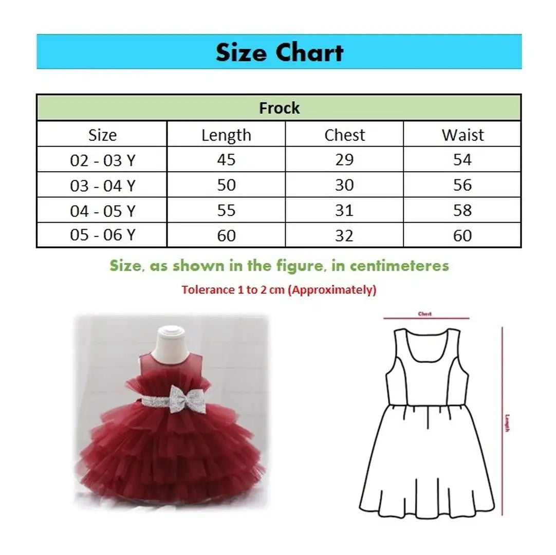 Red Tulle Style With Sequin Bow Frock 9 - Minitaq baby kids clothes dress