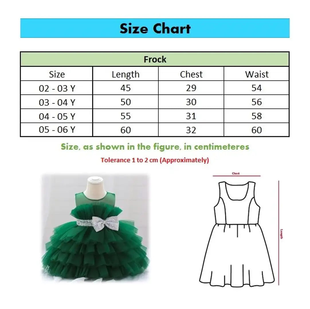 Green Tulle Style With Sequin Bow Frock 9 - Minitaq baby kids clothes dress