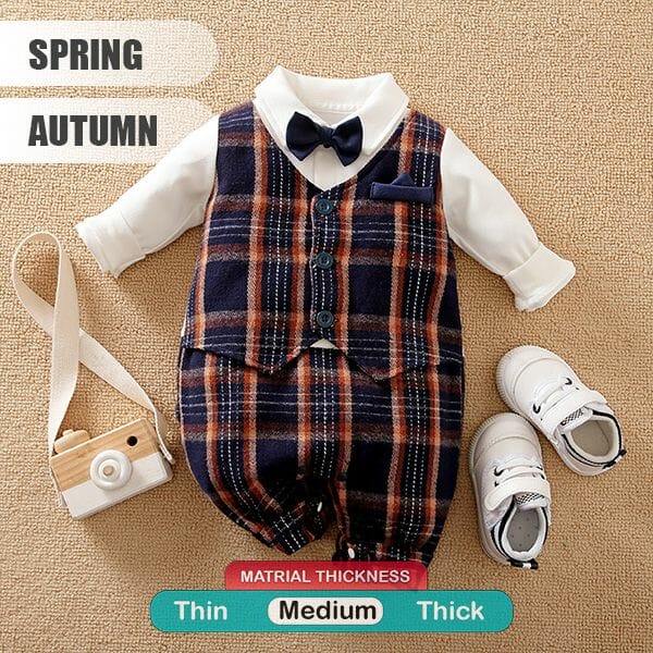 Stylish Checkered Baby Romper With Bow 2 - Minitaq baby kids clothes dress