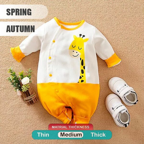 Giraffe Relaxing Yellow Baby Romper 2 - Minitaq baby kids clothes dress