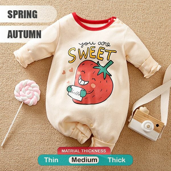 Sweet Strawberry Full Sleeve Baby Romper 2 - Minitaq baby kids clothes dress