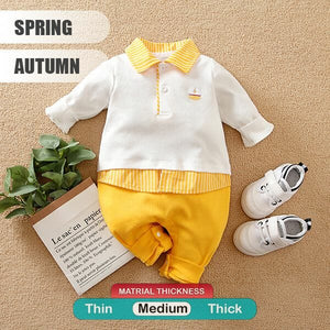 White And Yellow Smart Sailor Baby Romper 2 - Minitaq baby kids clothes dress