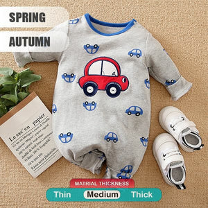 Car Design Gray Full Sleeve Baby Romper 2 - Minitaq baby kids clothes dress