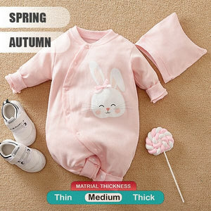 Pink Bunny Baby Romper With Cap 2 - Minitaq baby kids clothes dress