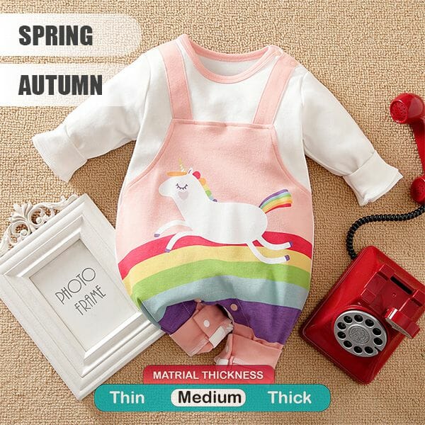 Unicorn And Rainbow Baby Girl Romper 2 - Minitaq baby kids clothes dress