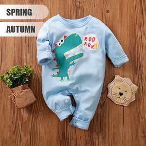 Roaring Dino Blue Cotton Baby Romper 2 - Minitaq baby kids clothes dress