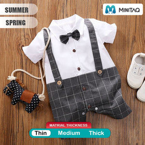 Gentleman Baby Boy Romper with check pattern 2 - Minitaq baby kids clothes dress