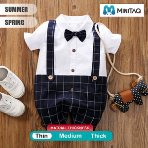 Gentleman Baby Boy Dark Romper with check pattern 2 - Minitaq baby kids clothes dress