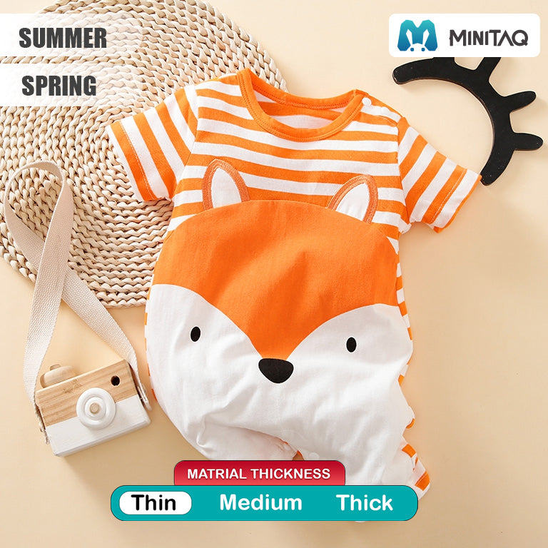 Orange Striped Fox Style Summer Romper 2 - Minitaq baby kids clothes dress