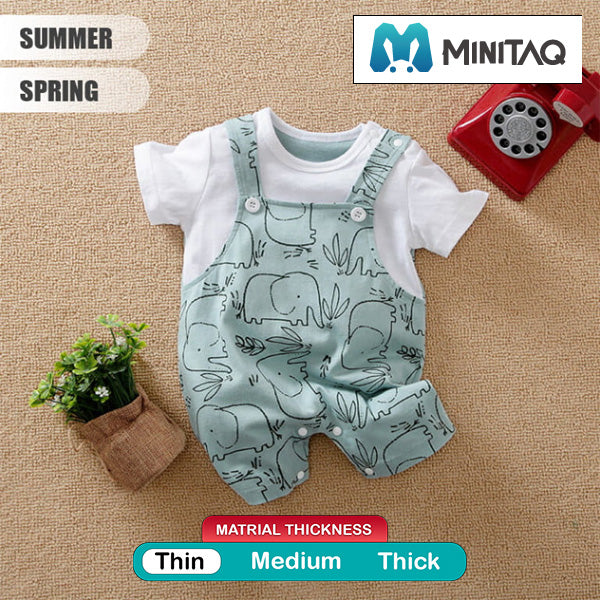 Soft Green Elephant Summer Romper 2 - Minitaq baby kids clothes dress