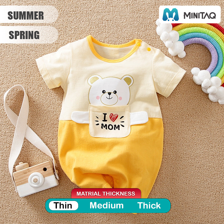 Love Mom Cute Bear Yellow Romper 2 - Minitaq baby kids clothes dress