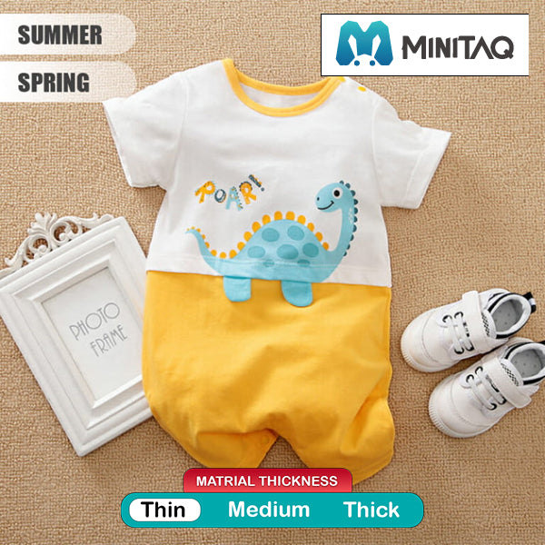 Dino Roar Yellow White Romper 2 - Minitaq baby kids clothes dress