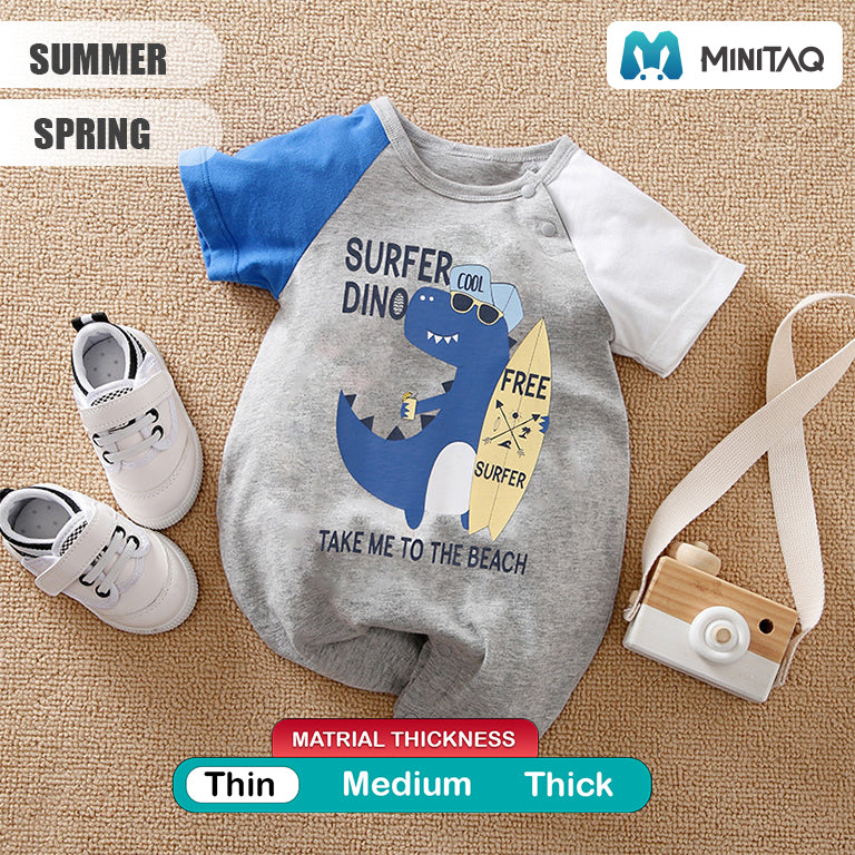 Surfer Dino Cartoon Baby Romper 2 - Minitaq baby kids clothes dress