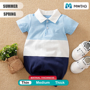 Blue Polo Style Half Sleeve Baby Romper 2 - Minitaq baby kids clothes dress