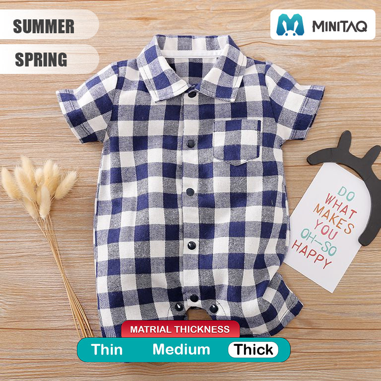 Off-White and Blue Check Casual Romper 2 - Minitaq baby kids clothes dress