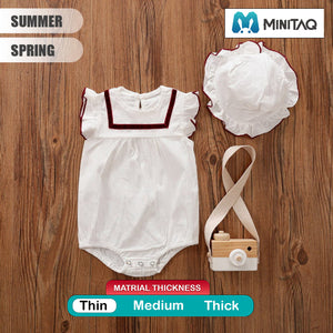 Cute Baby Girl White Dress With Hat 2 - Minitaq baby kids clothes dress