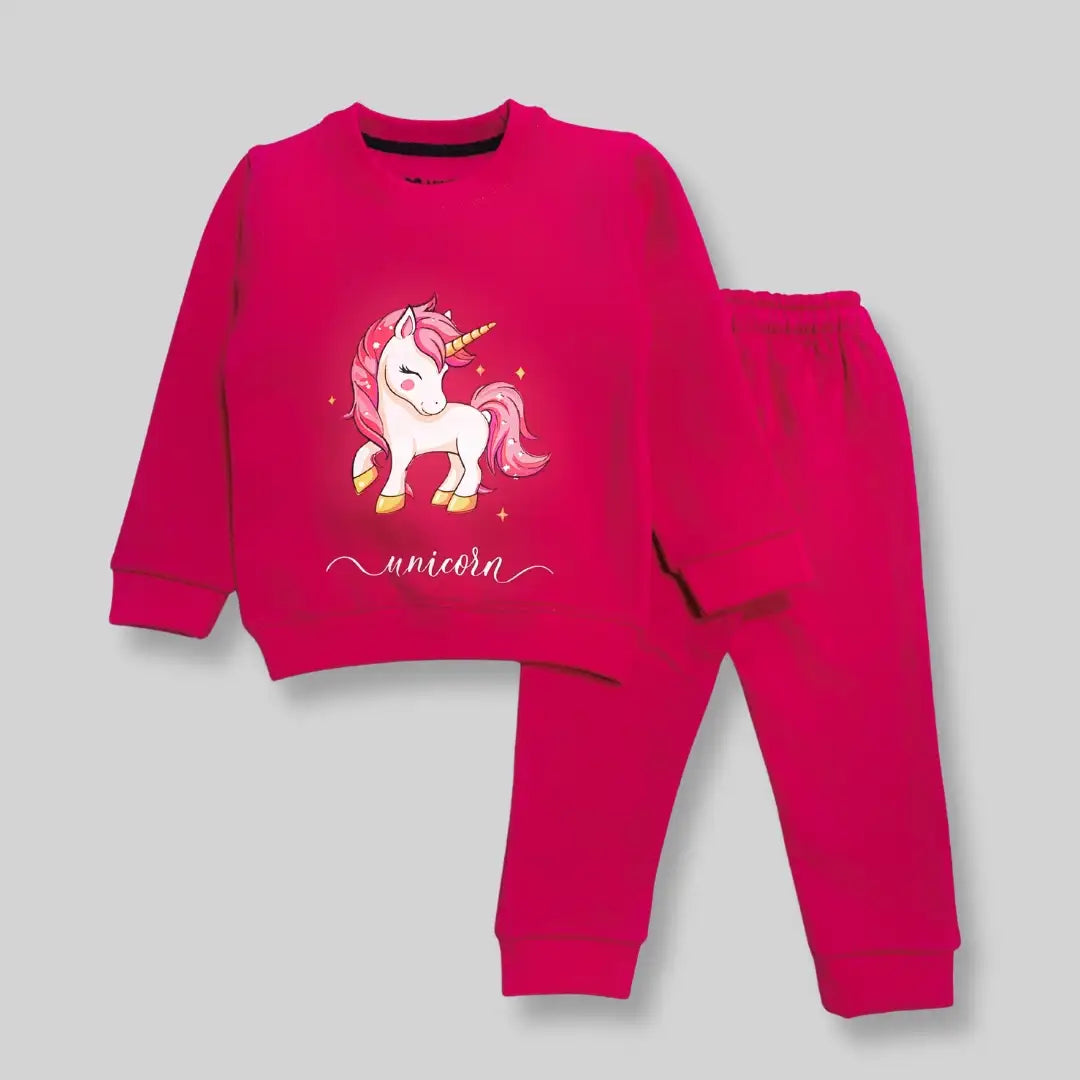 Cute Pink Unicorn Printed  - Winter 2 Pcs Set 1 - Minitaq baby kids clothes dress