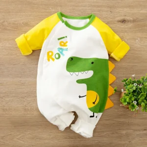 Cute Dinosaur Yellow Baby Romper