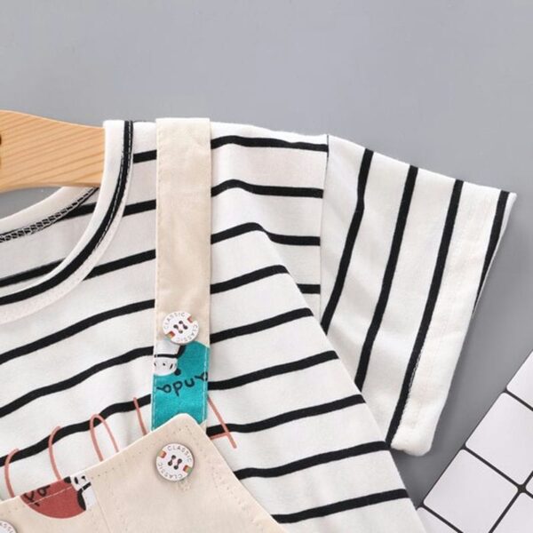 Striped Shirt With Colorful Dungaree