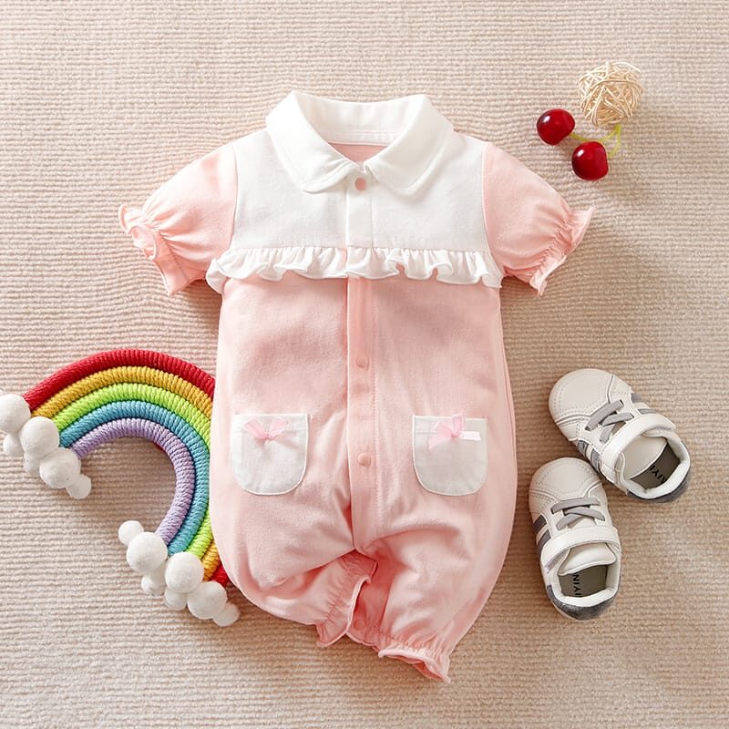 Pink Pocket Style Baby Girl Romper