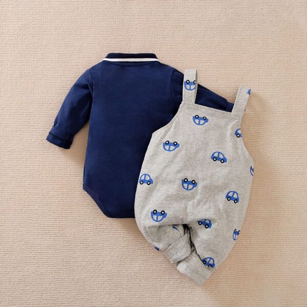Stylish 2pc Car Dungaree With Polo Onesie