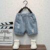 White Polo With Jean Shorts 2pc