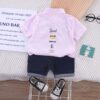 Pink Lines Shirt With Jeans Short 2pc