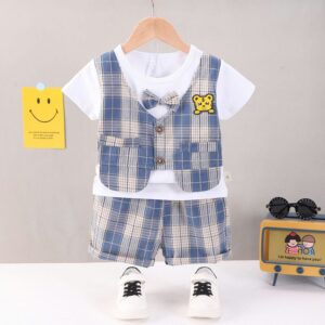 Formal Blue Checkered Style 2pc Set