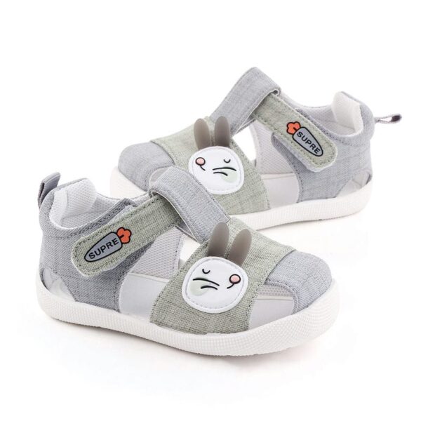 Light Green N Gray Bunny Casual Strap Baby Shoes