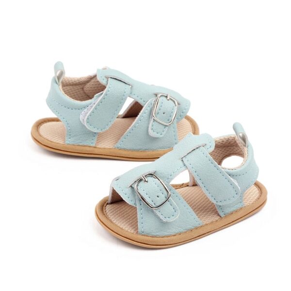light blue pu and comfy mesh summer baby shoes