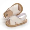 modern white pu baby shoes with back strap
