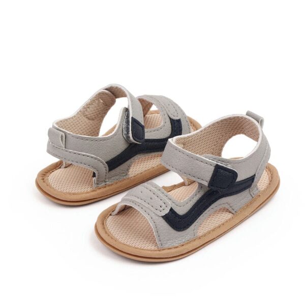 gray summer sandals with dark side accent