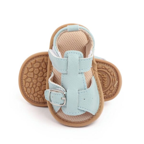 light blue pu and comfy mesh summer baby shoes