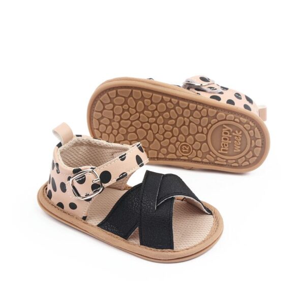 black n beige summer baby sandal with strap