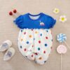 Color Dots Blue N White Baby Girl Romper