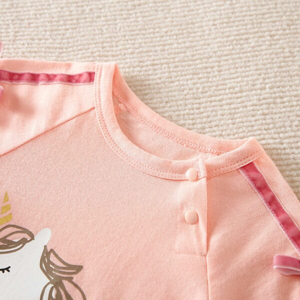 Cute Pink Unicorn Baby Girl Half Sleeves Dress