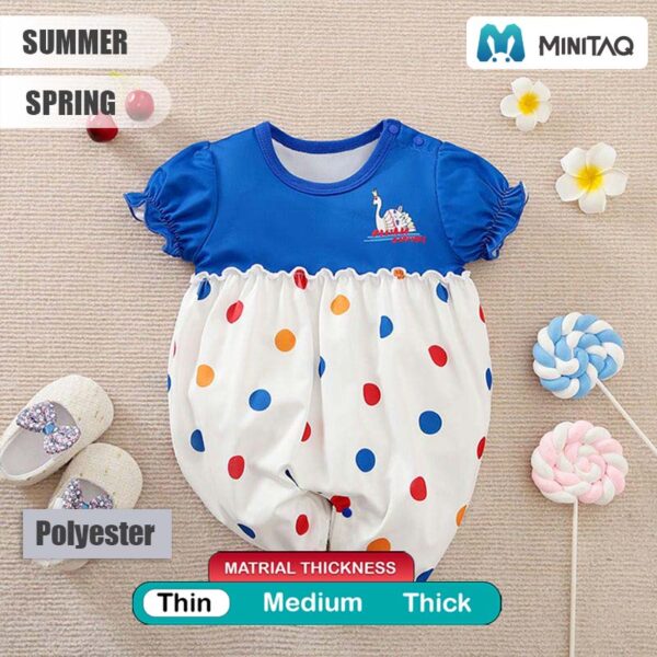 Color Dots Blue N White Baby Girl Romper