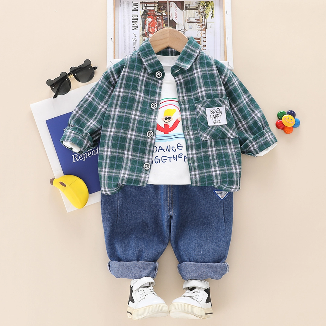 Baby set Shirt Jeans and Sweater vest For a boy Anna Babba Happy Blue |  Hippo Kiddo children's clothing store